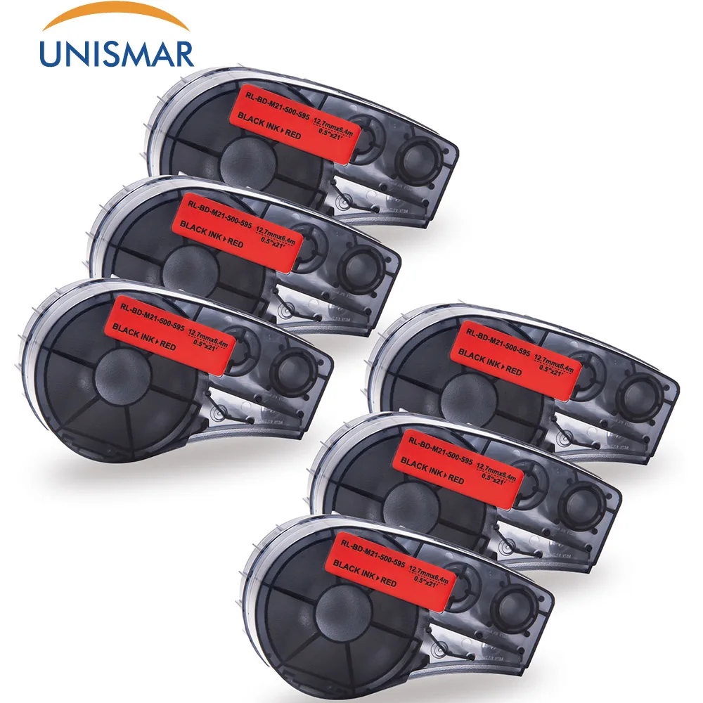 

Unismar 6PCS Labeling Ribbon for M21-500-595-RD High Adhesion Vinyl Film Label Maker for Brady BMP2-Plus IDPAL LABPAL Typewriter