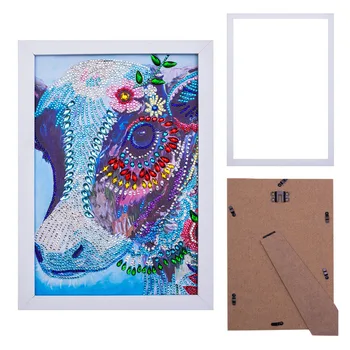 

Huacan 5D DIY Diamond Painting Special Shaped Cattle Kit With Framed DIY Partial Drill Embroidery Animal Home Decorations