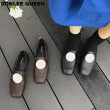 Autumn Flats Shoes Women Loafers Shoes Fashion Metal Buckle Flat Heel Slip On Casual Shoes Ballet Thick Heel Shoes zapatos mujer Autumn Flats Shoes Women Loafers Shoes Fashion Metal Buckle Flat Heel Slip On Casual Shoes Ballet Thick Heel Shoes zapatos mujer