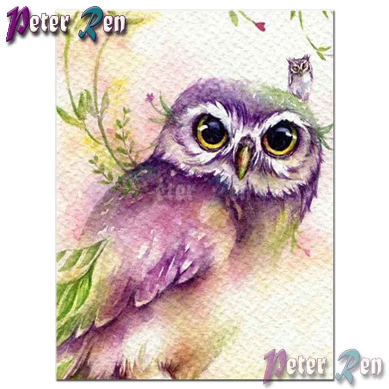 

Diy Diamond painting full Square or round resin drill Rhinestone cross stitch Crafts 5d embroidery Decorative picture Purple owl