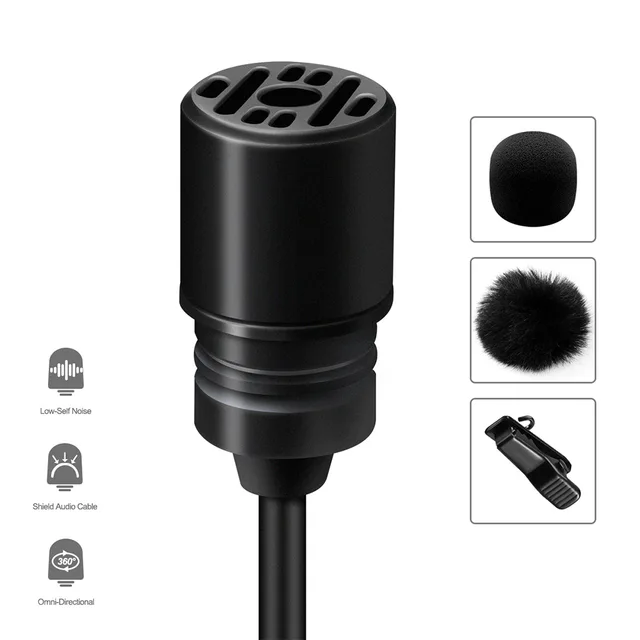 Sairen 3.5mm single/dual head lapel clip microphone lavalier omnidirectional recording mic for smartphone ipad dslr camera