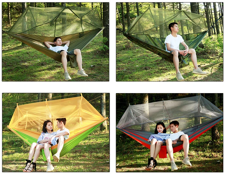 1/2 Person Camping Hammock with Mosquito Net Portable Hanging Bed Strength Parachute Fabric Sleep Swing for Garden ,Travel