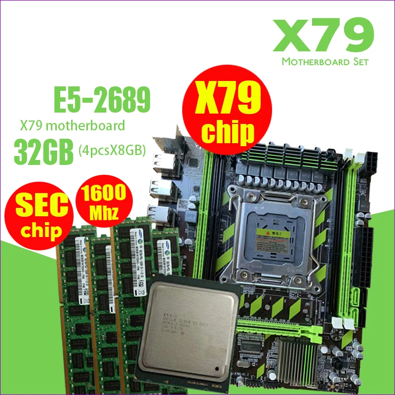 X79 X79G материнская плата LGA2011 мини ATX комбинации E5 2689 Процессор 4 шт х 8 ГБ = 32 Гб DDR3 Оперативная память 1600 МГц PC3 12800R