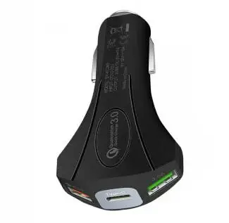

3 Port Car Charger With Type C QC3.0 USB Charger Bottom With Emergency Window Breaker Hammer Indicator Light For 12-24V Car