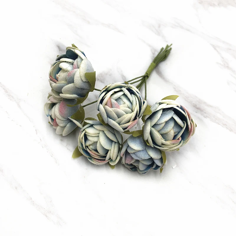 HINDJEF 6 шт. пена Марля ручной работы букет чайной розы искусственный цветок для свадьбы светодиодное Рождественское украшение DIY ВЕНОК подарочная коробка