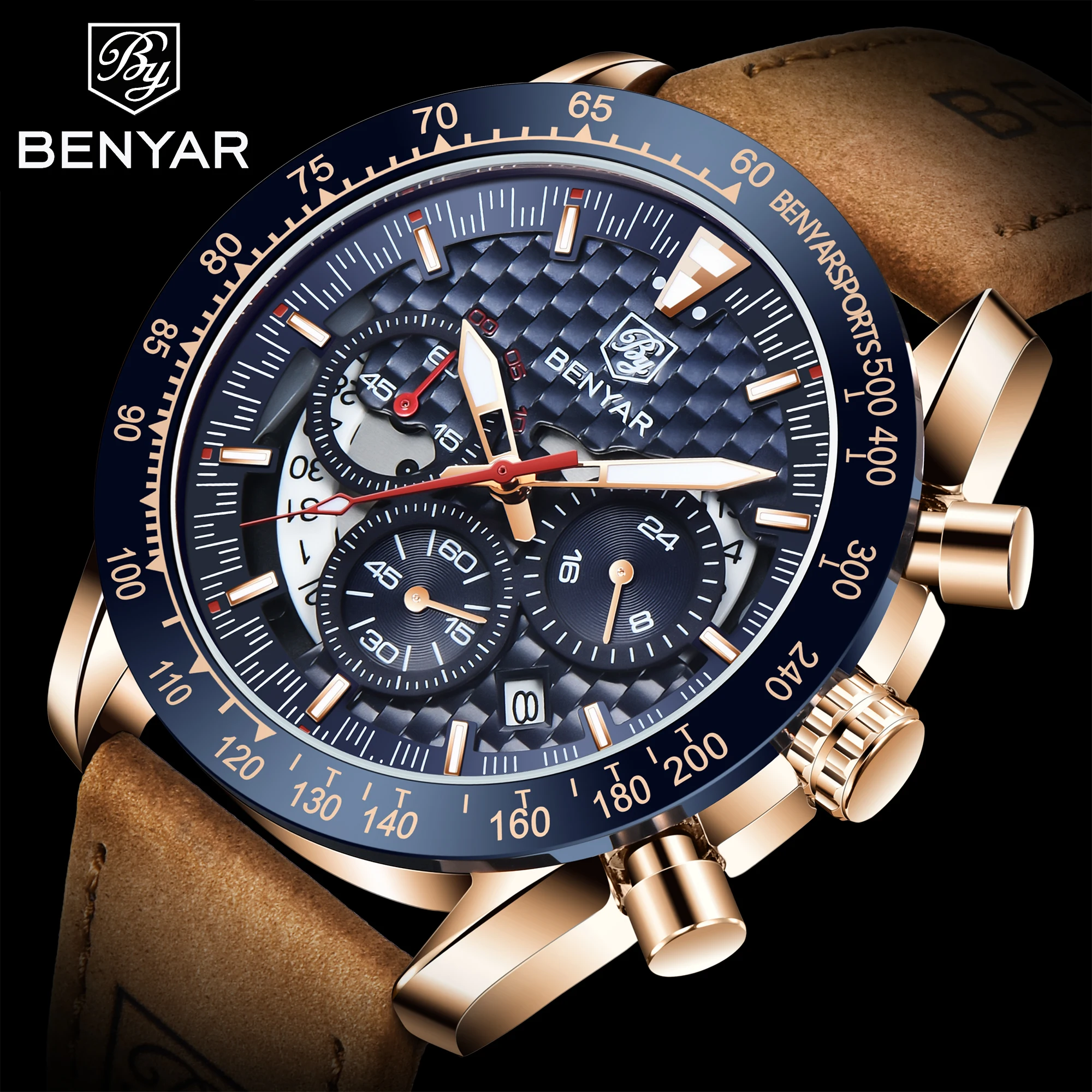 2021 New BENYAR Top Brand Men's Quartz Watch Luxury Waterproof Business Sports Chronograph Military Watch Men Clock Reloj Hombre