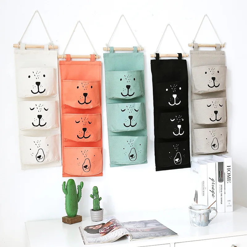 Bolsas de juguete para colgar en la pared del baño, organizador de lino para armario, bolsa para niños, juguetes de baño para bebés, libros cosméticos, artículos diversos