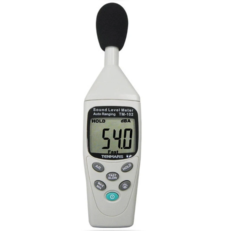 

TENMARS TM-102 Sound Level Meter According to Standard: EN 61672 Type2,Test Range:30~130dB,Frequency Weighting: A,C.