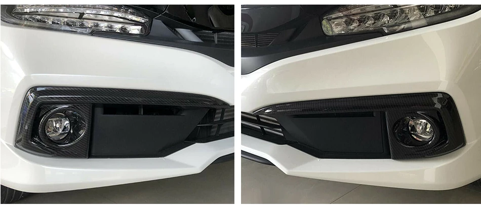 CITALL 2 шт. Подходит для Honda Civic Sedan углеродное волокно стиль автомобиля передний противотуманный светильник крышка лампы Отделка