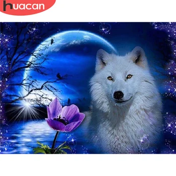 

HUACAN 5D DIY Diamond Painting Wolf Full Square/Round Drill New Arrival Diamond Embroidery Animal Home Decoration