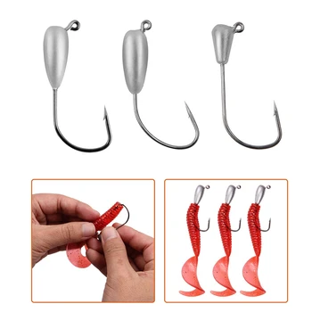 

30pcs Lead Jig Barbed Hook 1/8OZ 1/4OZ 3/8OZ aberdeen jigging Fishing Hook with lead head Fish Hooks for Texas Rigs fishing