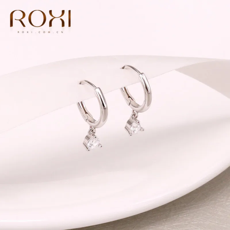 ROXI 925 пробы серебряные гипоаллергенные серьги, циркониевые серьги-гвоздики для женщин, корейские ювелирные изделия, свадебные серьги, маленькие серьги-гвоздики