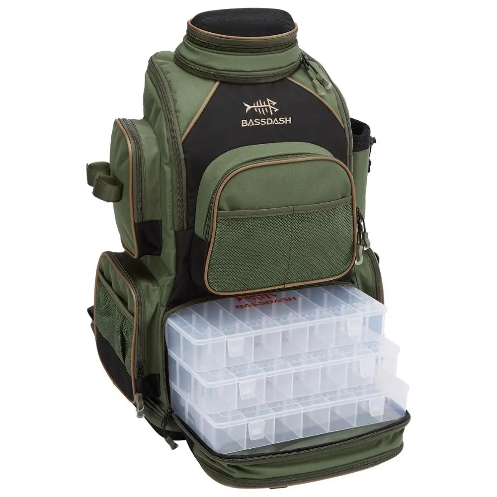 US $129.98 Bassdash Multifunctional Fishing Tackle Backpack 3670 With 4 Trays Tactical Soft Tackle Box