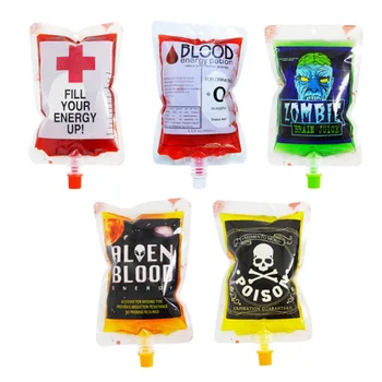 

20PCS Halloween Cosplay Drink Container Bag Vampire Blood Pouch Props Zombie Beverage Drinks Bags Food Class PVC Water Bottle