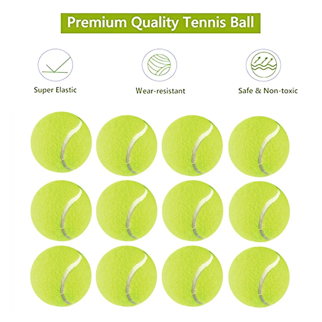 12 шт./лот, Высококачественные эластичные теннисные мячи для тренировок, спортивные резиновые теннисные мячи для теннисной практики с бесплатной сумкой#1217g20