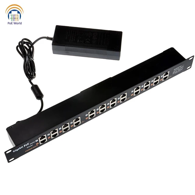 Multi port Mid-span Gigabit 12 Port PoE Injector passive poe injector with  24 Volt 120 Watt Power adapter - AliExpress