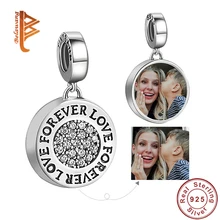 BELAWANG Персонализированные 925 стерлингового серебра Forever Love талисманы Fit Браслет гравюр настроить фото Любовь бисер DIY ювелирные изделия