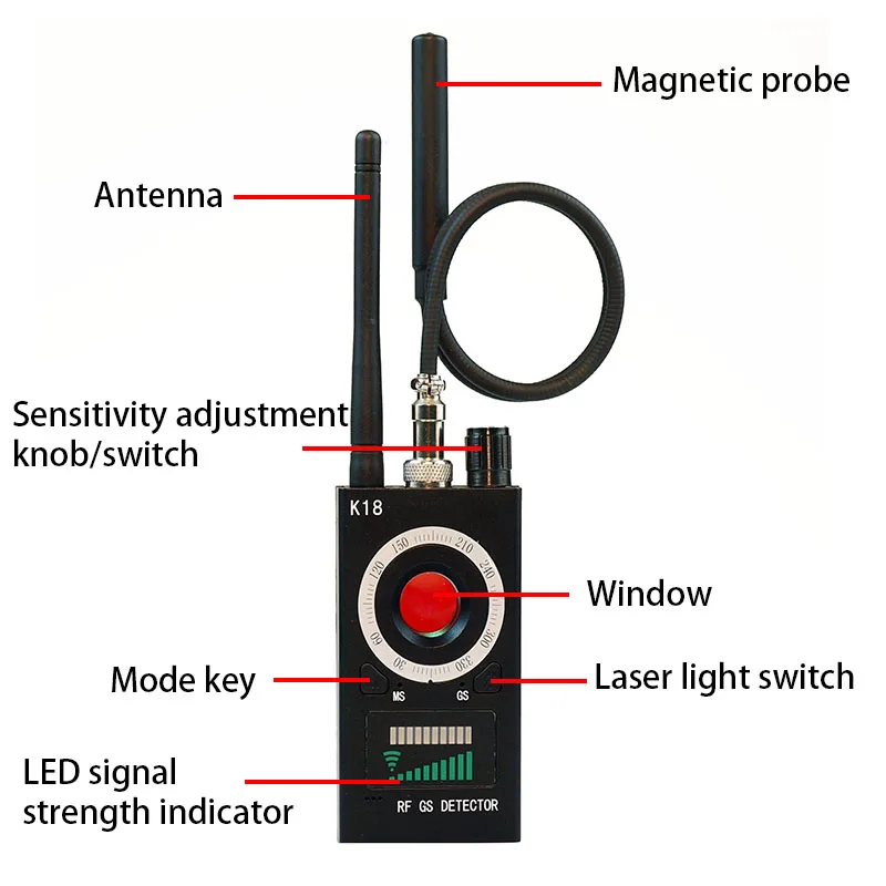 Wireless Multi Function Anti Spy Detector Camera GSM Finder GPS Signal Lens RF Tracker