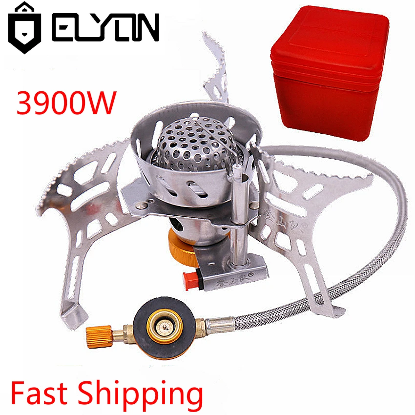 Elyon Camping Gas Stove Burner 3900W Outdoor Windproof Portable Energy-saving Gas Cooker Furnace Split Stoves Camping Equipment