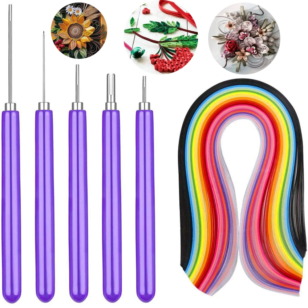 multifunzionale di diverse dimensioni con fessura Kit Rolling Curling Quilling Needle Pen per Art Craft Progetto di cardmaking di carta 5Pcs Strumenti per quilling di carta