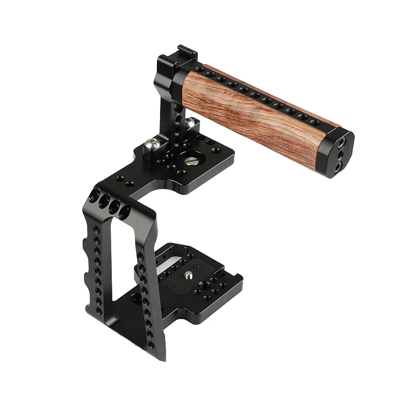 

Metal 4K Camera Cage Half Cage Mount Stabilizer With Wooden Top Handle For Blackmagic Design Pocket Cinema Camera 4K Dslr
