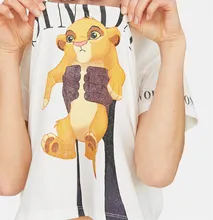 Novo Pequeno Simba Rei Leão T-shirt de Impressão T-shirt Das Mulheres do Hip Hop Casual Engraçado Cartoont Homme Conforto Algodão Camiseta Rua bershkaing(China)