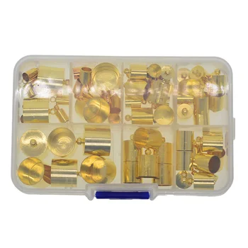 

80pcs Metal Glue in Barrel End Caps, Leather Cord Finding Kit for Kumihimo Jewelry and Tassel Making