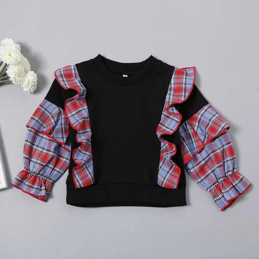 Emmababy chico blusa para niña bebé moda a cuadros manga volantes otoño tapas ropa para niños ropa camisa|Blusas camisas| - AliExpress