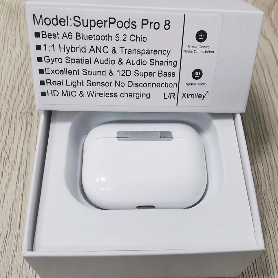 Наушники SuperPods Pro 8 6 TWS 45DB Dual ANC беспроводные Bluetooth-наушники пространственное аудио
