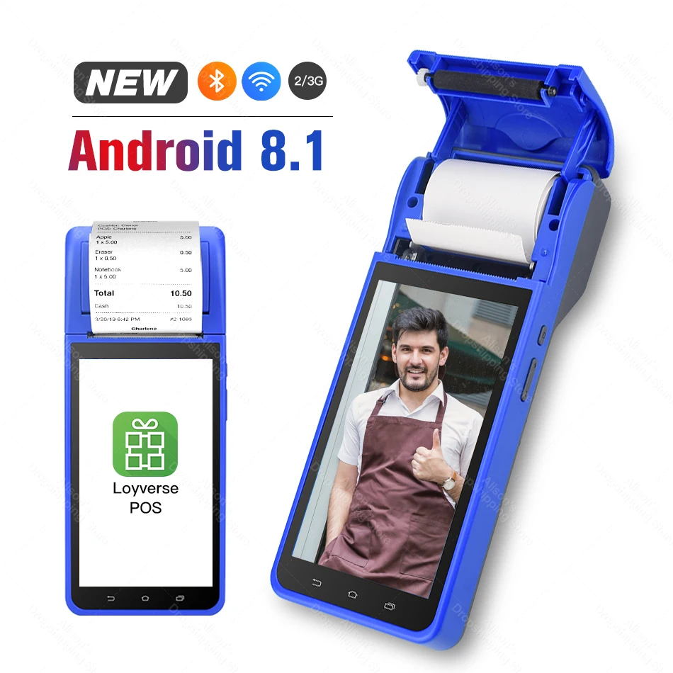 КПК POS 58 мм Bluetooth Термальный чековый принтер 3G WiFi мобильный заказ терминал Ручной Android 8 1 бесплатное