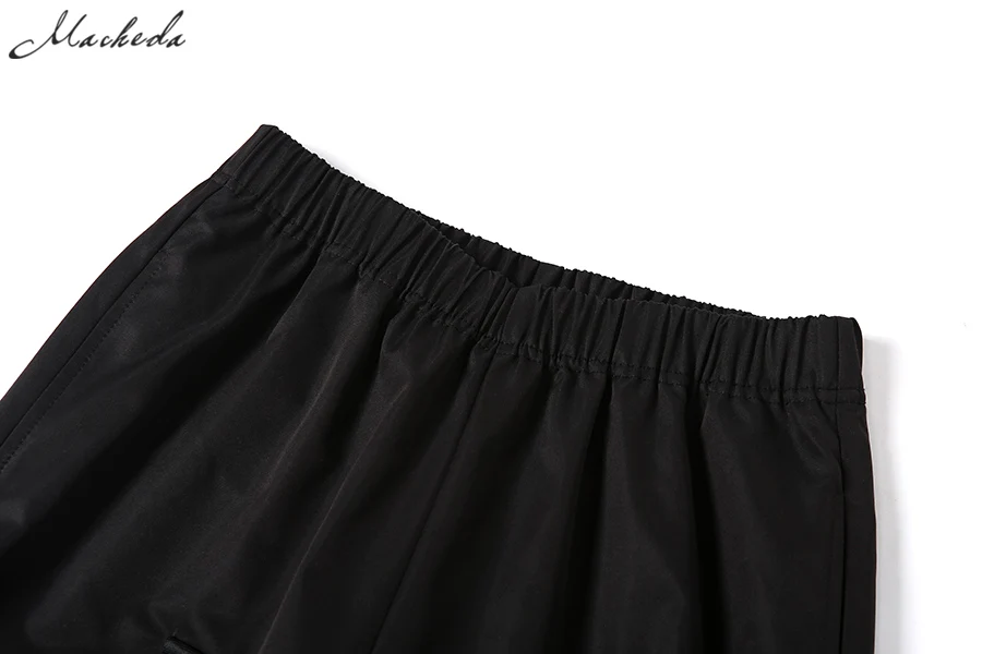 Модные черные шаровары Macheda на молнии с разрезом женские осенние уличные повседневные свободные базовые брюки с высокой талией Новинка