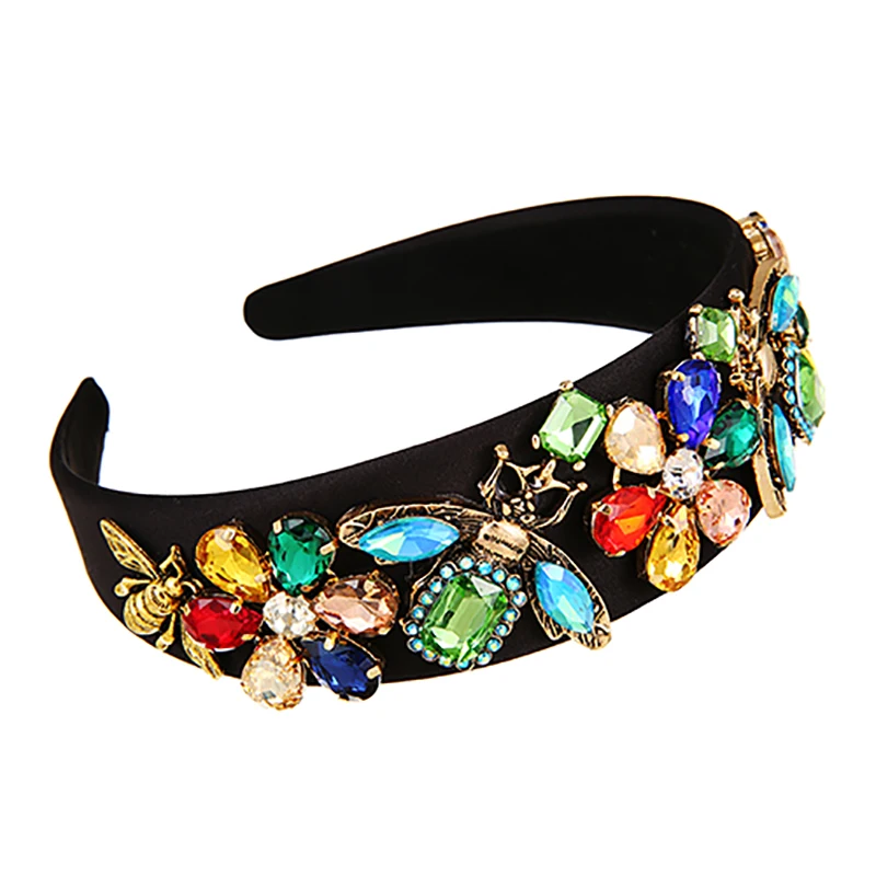 

ZHINI Luxury Crystal Hairbands Womens Hair Accessories Party Jewelry Gothic Vintage Gold Color Bee Handmade Headband Headdress