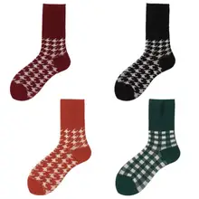 Высокое качество, женские мягкие пушистые носки из 100 хлопка, клетчатые розовые носки, женские носки, веселые забавные носки, пот, дезодорант