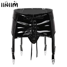 Iiniim, для женщин, для танцев на шесте, мокрого вида, кожаное нижнее белье из ПВХ, набор, на шнуровке, подвязки, пояс с ремешками, клипсы, стринги для сексуальных клубов