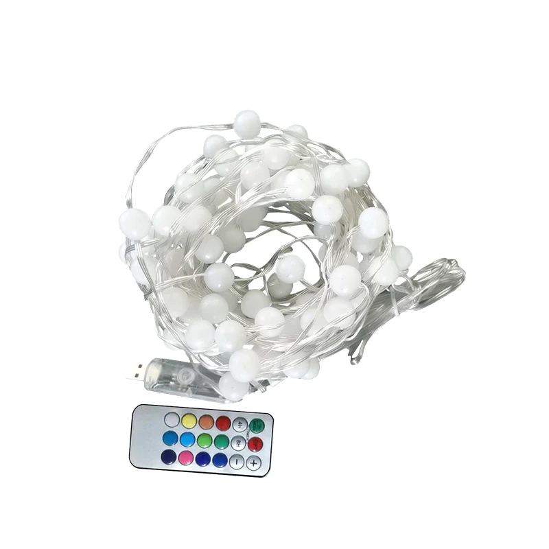 Многоцветный USB 12M 100LED RGB мяч Форма гибкий шнур Строка светильник Фея лампа с
