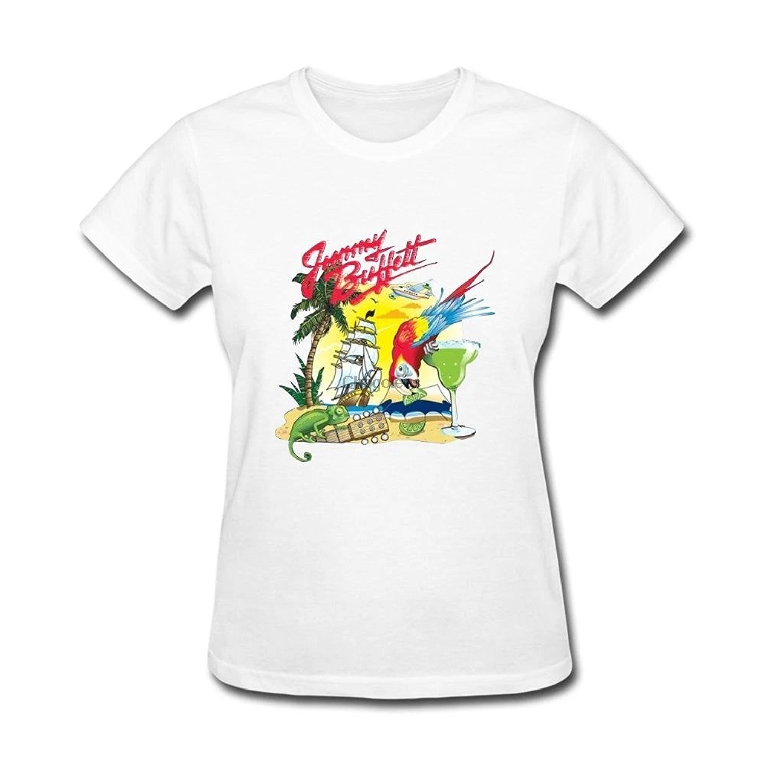 Lum-tshirt Women's Jimmy Buffett Country Rock Jersey T Shirts |