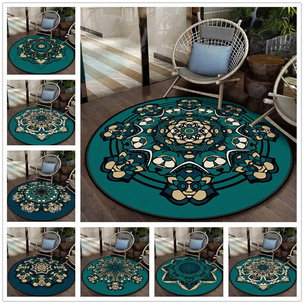 Синяя серия, круглые ковры для гостиной, спальни, Декор, ковер для детской игровой палатки, коврики для детской комнаты, коврики для компьютерного кресла