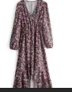 Новое Женское шикарное платье с v-образным вырезом и цветочным принтом, повседневное тонкое длинное платье с оборками, асимметричные вечерние платья-Макси DS2804 - Цвет: as pic DS2804FF