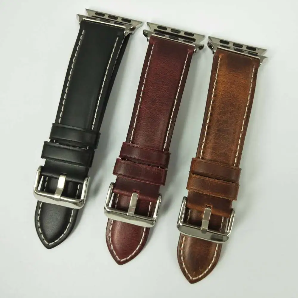 Genuine leather loop strap for apple watch band 42mm 44mm 4/5 38mm 40mm iwatch 3/2/1 replacement bracelet | Наручные часы