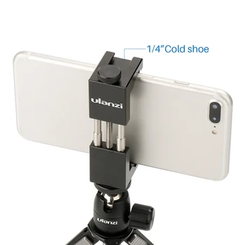 

universal 2.6"~3.7" Adjustable Aluminum Phone Tripod Mount with Hot Shoe Mount-Ulanzi IRON MAN II with Hand Grip Phone Clip