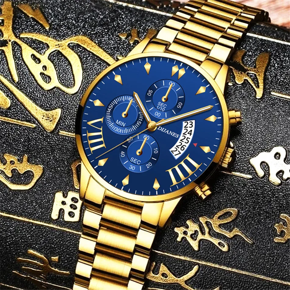 New Men Business Stainless Steel Quartz Wristwatch Fashion Mens Watches Calendar Date Clock Man Silver Bracelet Male Watch