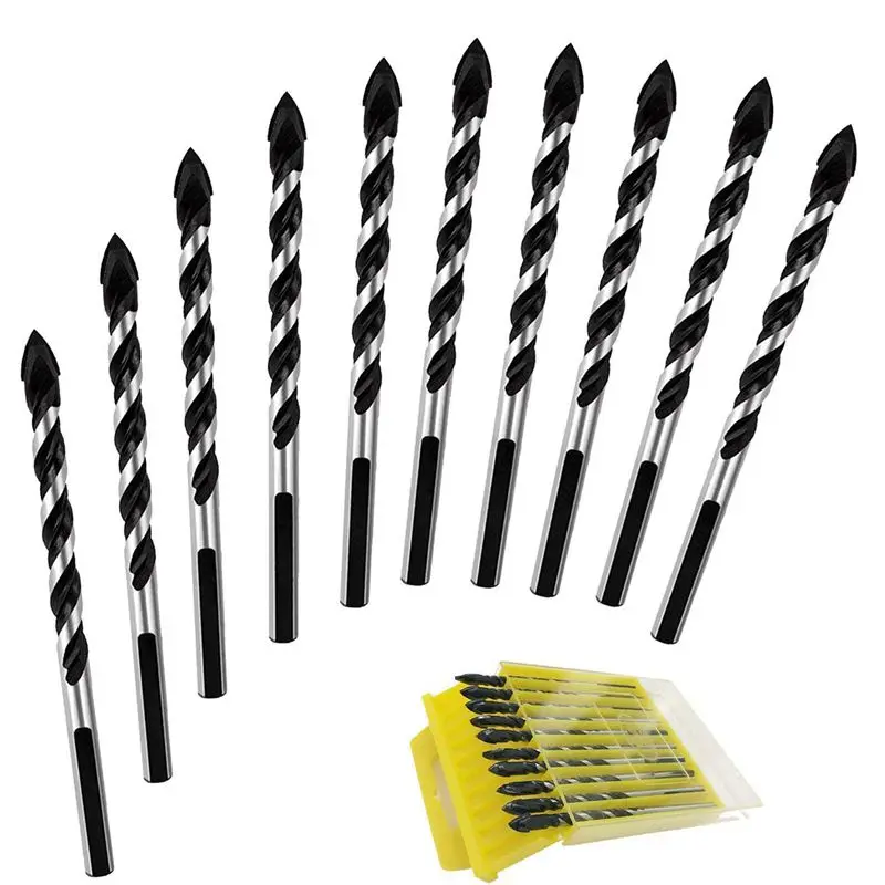 

Multipurpose Drill Bits, 10-Piece 6mm Multi-material Drill Bit Set for Drilling in Tile, Glass, Concrete, Brick, Wood, and Plast