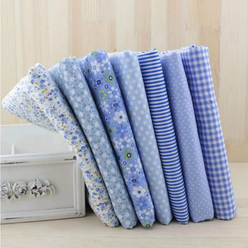 Booksew 7 шт./лот 50 см x синий хлопок Ткань Жир Квартал Тильда Лоскутная стежка DIY