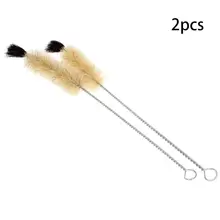 2 шт, щетка для чистки бутылок из свиной шерсти, лабораторная кисть для чистки соломы, металлическая ручка, Набор Щеток Для Чистки