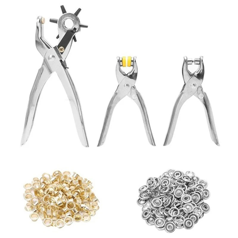 Silver 128 шт./компл. Кожа дырокол инструмент для ремонта люверсы+ щипцы для наращивания волос Набор исследовательский клиентский - Цвет: Silver