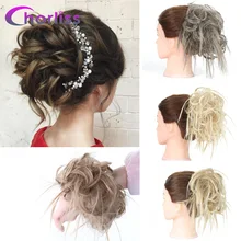 Синтетические вьющиеся грязные шиньон булочка шиньон резинки для волос Chorliss поддельные накладные волосы булочка Updo шиньон резинка для наращивания волос