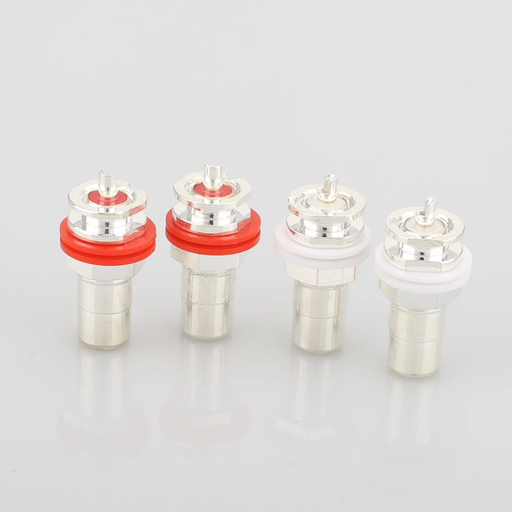 Hot Sale 4Pcs Silver Plated RCA Phono Chassis Panel Mount Female Socket Adapter | Электроника