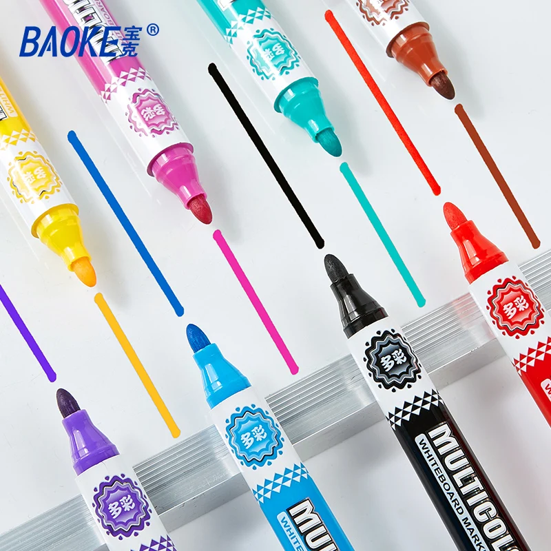 Baoke Refillable Color Whiteboard Marker Office School Home Classroom Supplies Children's Drawing Pen Erasable Markers