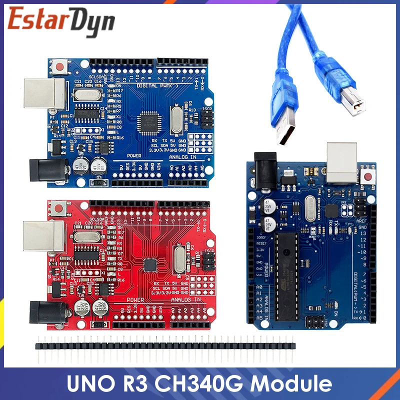 UNO R3 CH340G + MEGA328P SMD 칩 16Mhz Arduino UNO R3 개발 보드 용, USB 케이블 ATEGA328P 한 세트