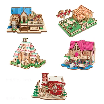 

New wooden 3D laser cutting jigsaw puzzle diy children spring, summer and autumn educational toys